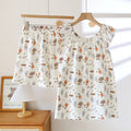 Crêpe-Textured Flutter-Sleeve Pyjama Set