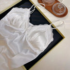Satin-Finish Chemise with Scalloped Lace Trim