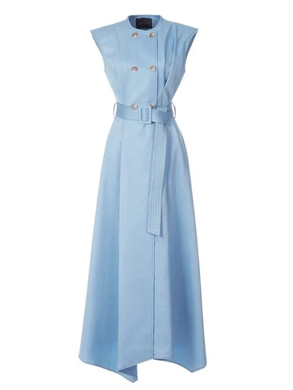 Double-Breasted Trench-Inspired Maxi Dress
