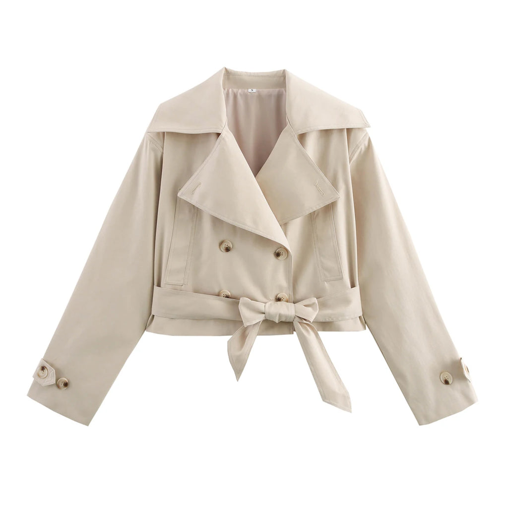Statement Belted Cropped Trench Jacket
