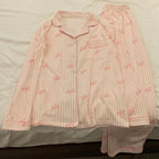 Tailored Knit Long Pyjama Set with Fine Piping