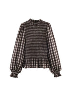 Smocked Balloon-Sleeve Blouse