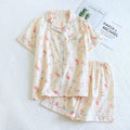 Textured Cotton-Gauze Short Pyjama Set with Fine Piping