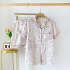 Textured Cotton-Gauze Short Pyjama Set with Fine Piping