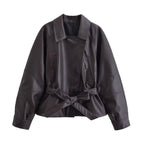 Belted Leather-Effect Trench Jacket