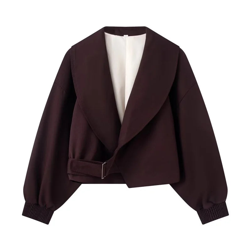 Cropped Wrap-Front Trench Jacket