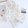 Textured Cotton-Gauze Long Pyjama Set with Fine Piping