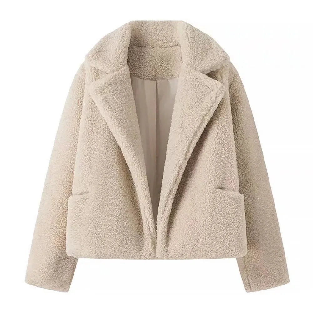 Premium Teddy Shearling Jacket in Cream