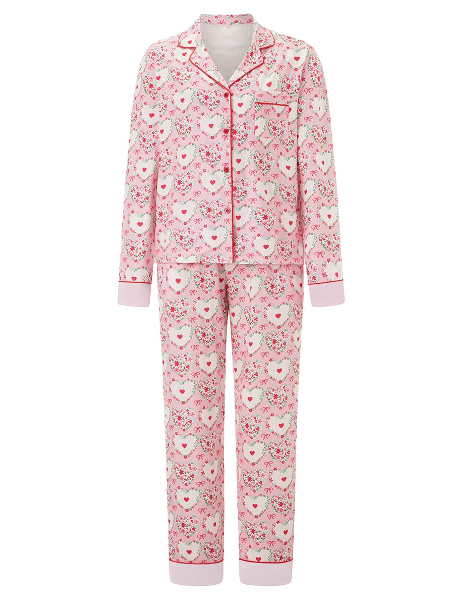 Premium Cotton Long Pyjama Set with Fine Piping