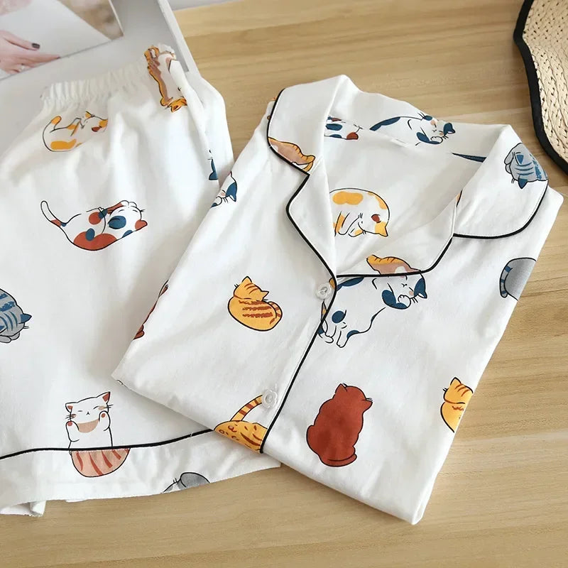 Textured Cotton-Gauze Short Pyjama Set with Fine Piping