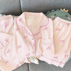 Tailored Knit Long Pyjama Set with Fine Piping