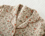 Textured Muslin Long Pyjama Set with Elegant Piping