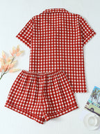 Textured Cotton-Gauze Short Pyjama Set with Ribbon Detail(ok)