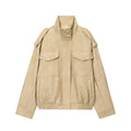 Suede-Effect Oversized Bomber Jacket