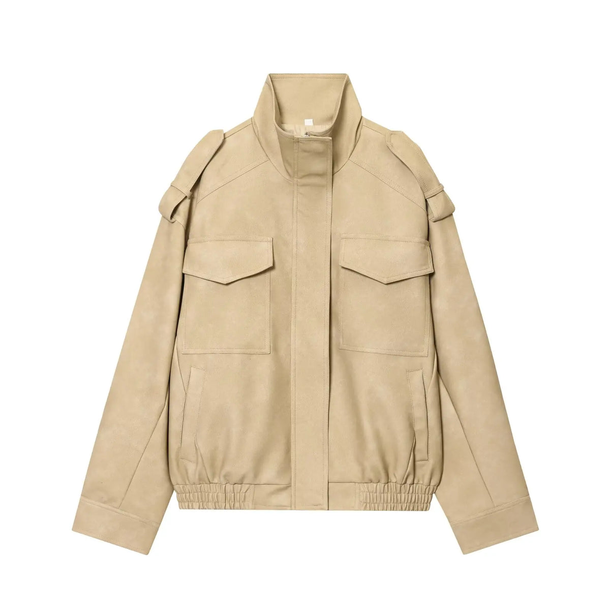 Suede-Effect Oversized Bomber Jacket