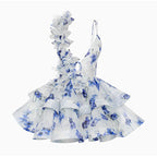 Floral Halter Backless Mini Dress