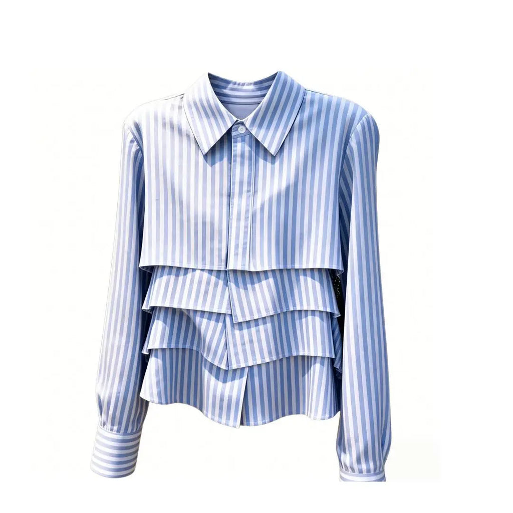 Tiered-Ruffle Tailored Shirt