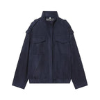 Suede-Effect Oversized Bomber Jacket