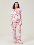 Satin-Finish Long-Sleeved Pyjama Set with Tailored Piping