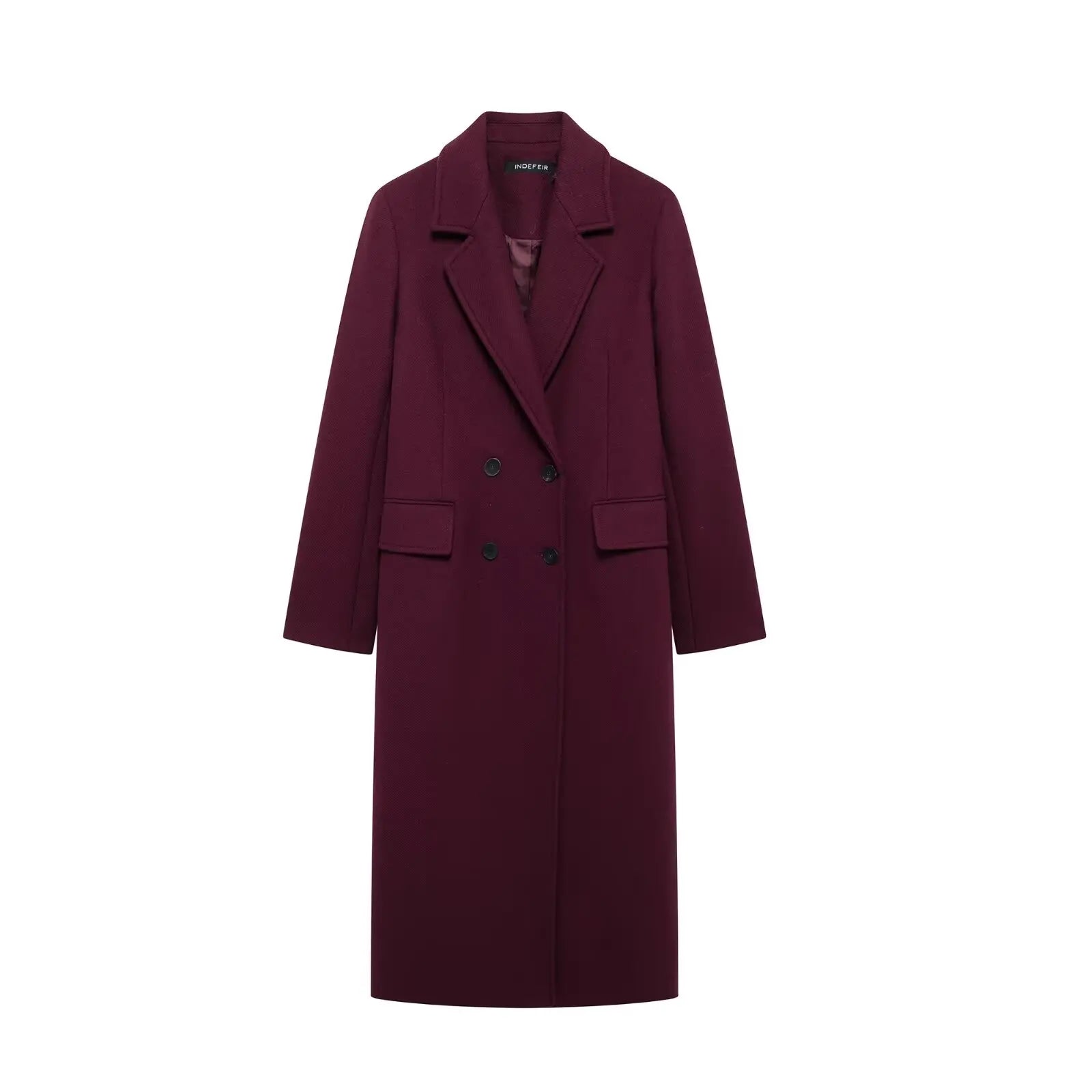 Double Breasted Wool Blend Longline Coat