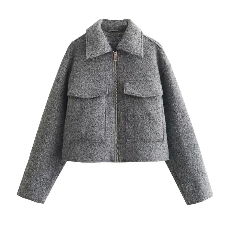Cropped Textured Wool-Blend Bomber Jacket
