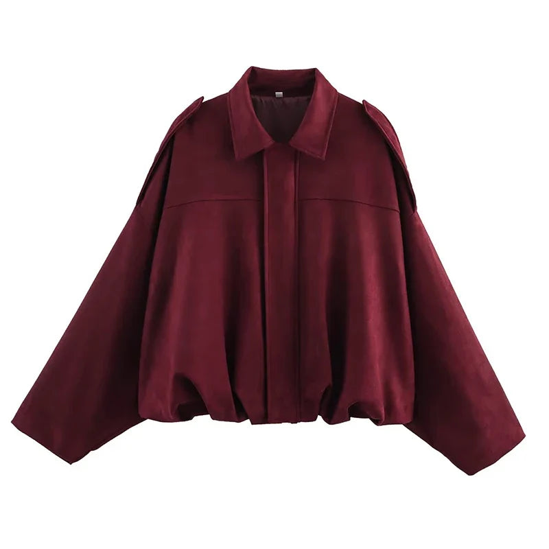 Relaxed Collared Bomber Jacket