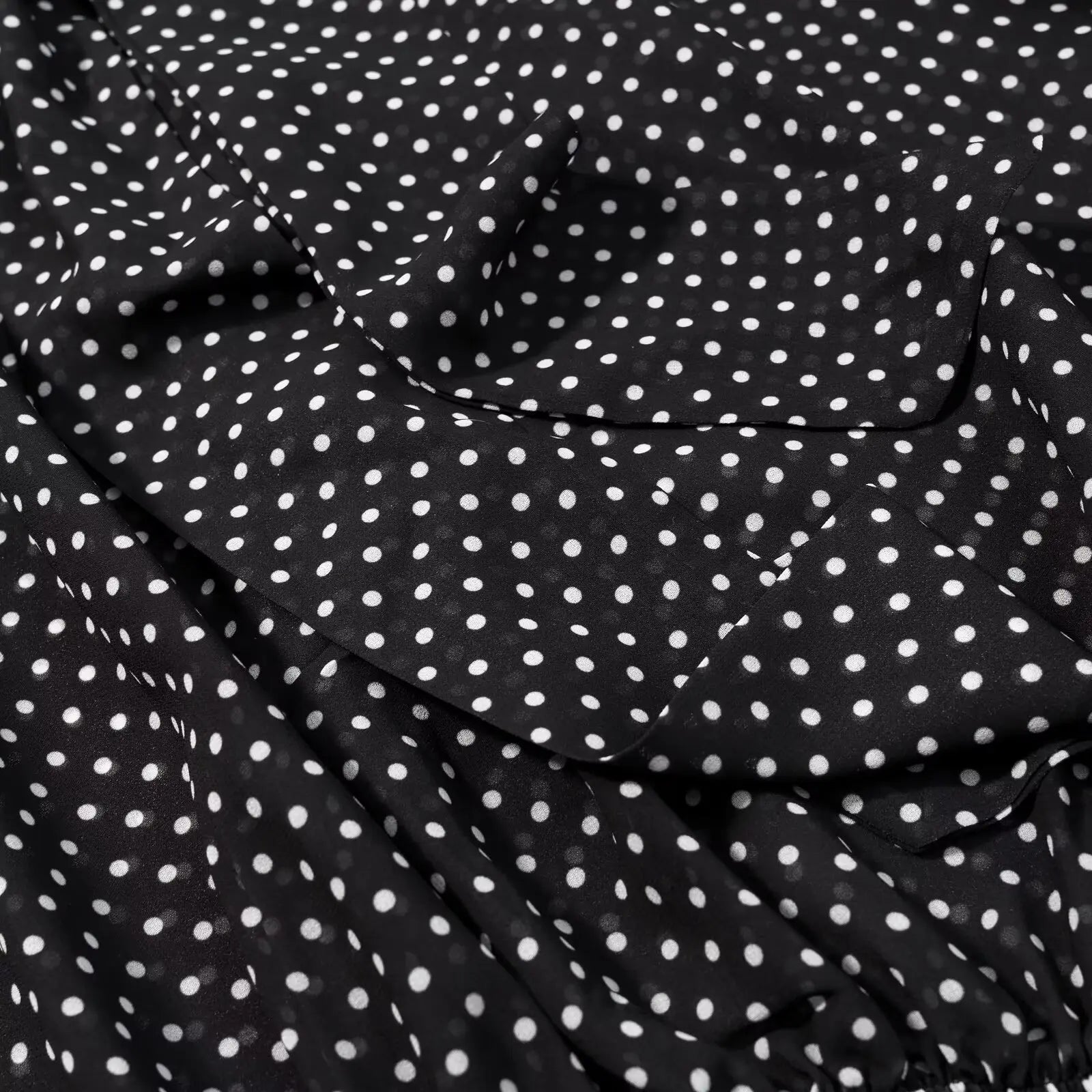 Polka-Dot High-Neck Blouse and A-Line Maxi Skirt Set