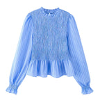 Smocked Balloon-Sleeve Blouse