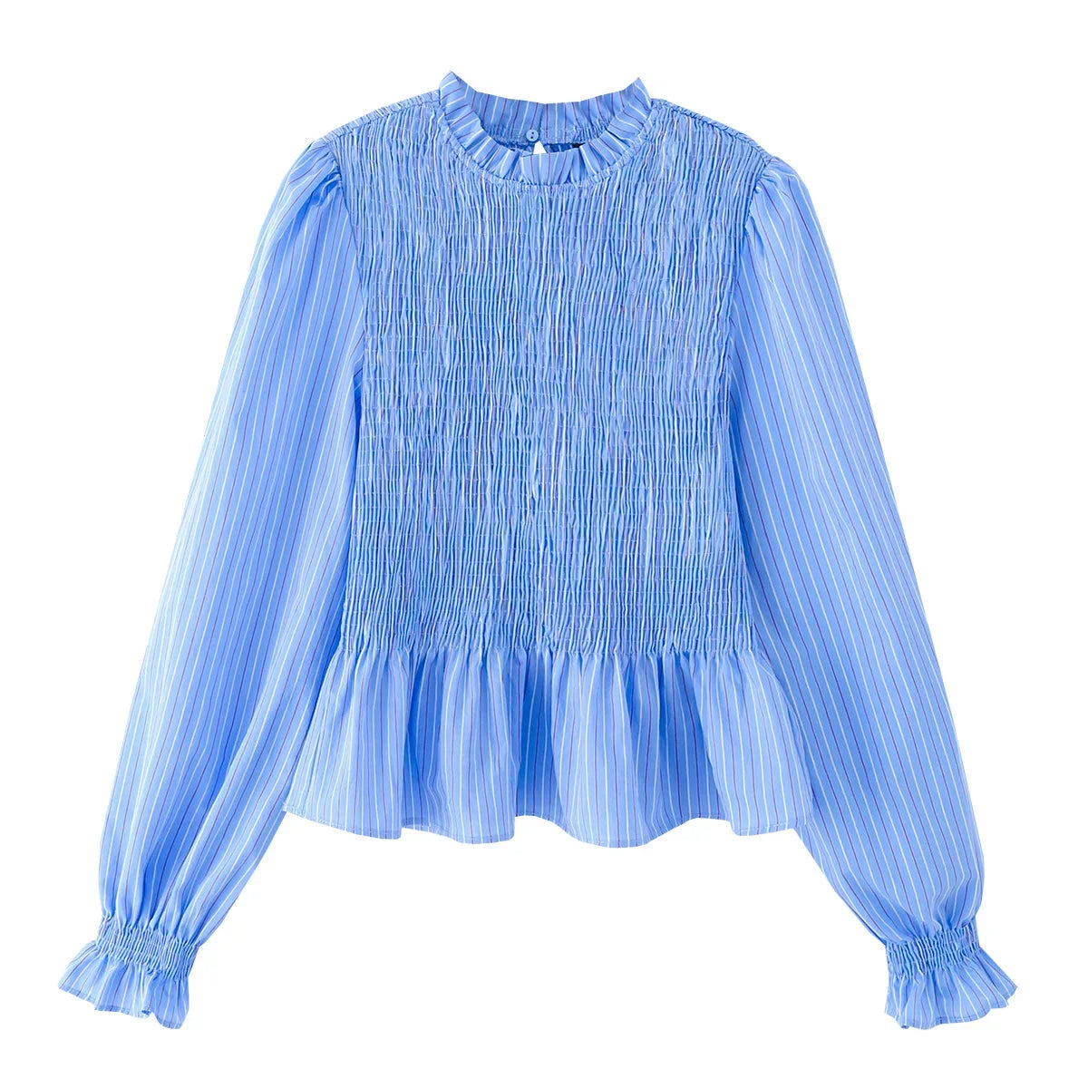 Smocked Balloon-Sleeve Blouse