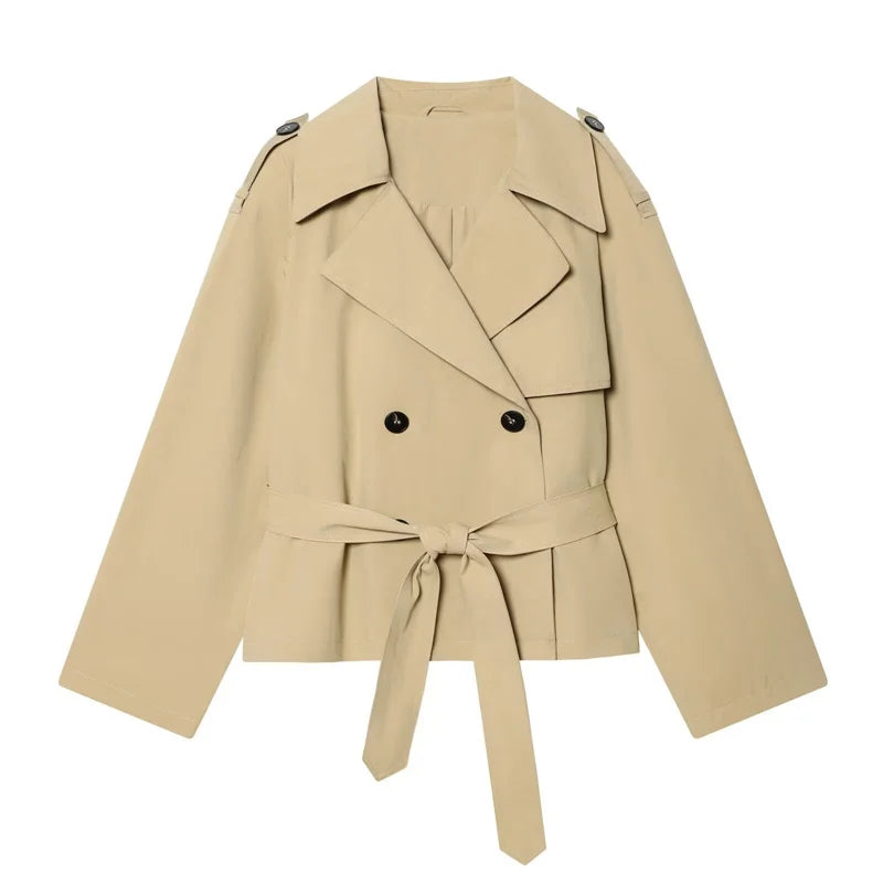 Belted Peplum Trench Jacket