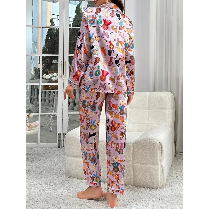 Satin-Finish Long-Sleeved Pyjama Set