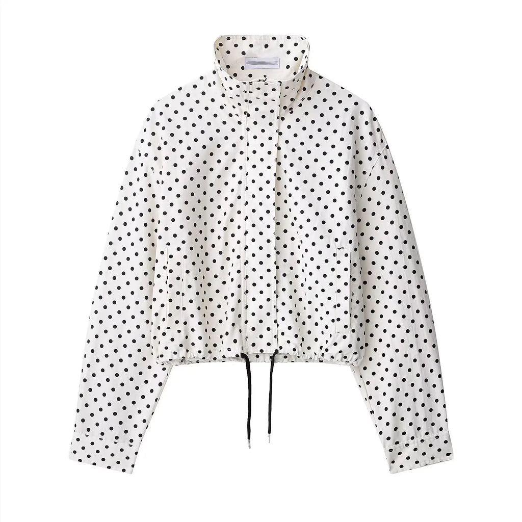 Drawstring Polka-Dot Blouse