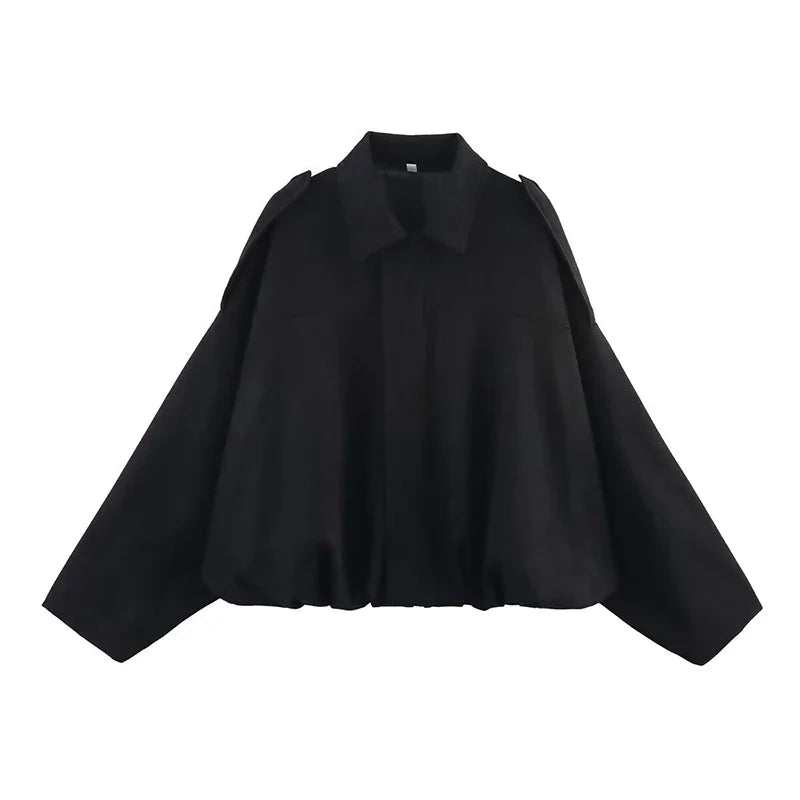 Relaxed Collared Bomber Jacket
