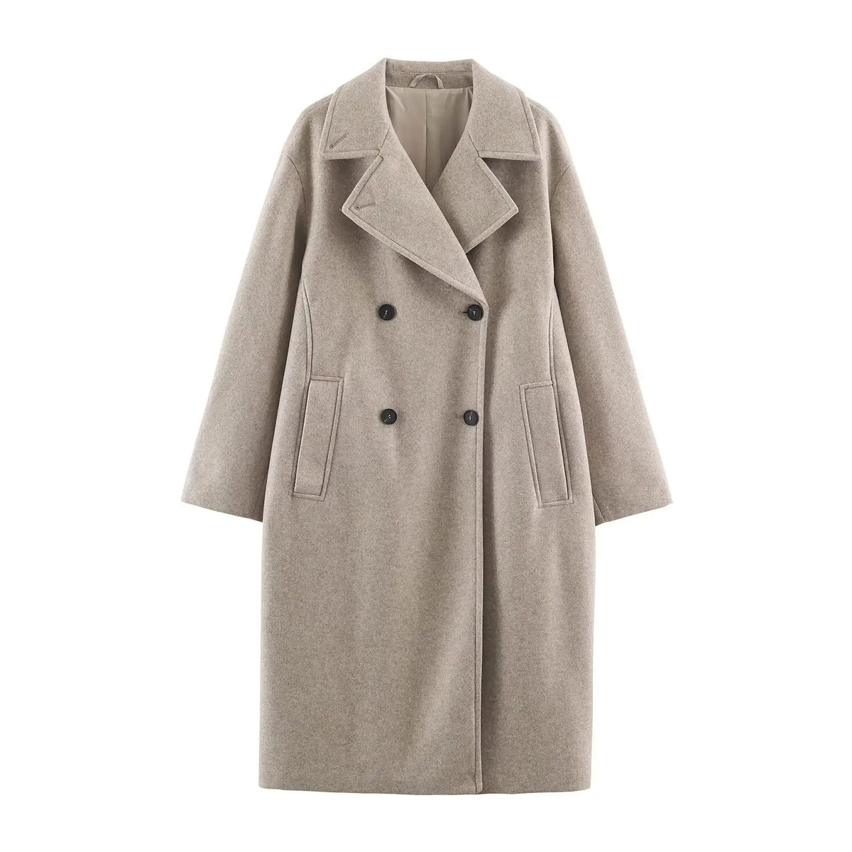 Relaxed Double-Breasted Longline Coat