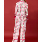 Satin-Finish Tailored Pyjama Set with Flounced Cuffs