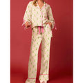 Satin-Finish Tailored Pyjama Set with Flounced Cuffs