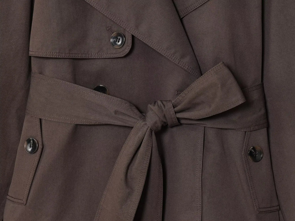 Wrap-Belt Cropped Trench Jacket