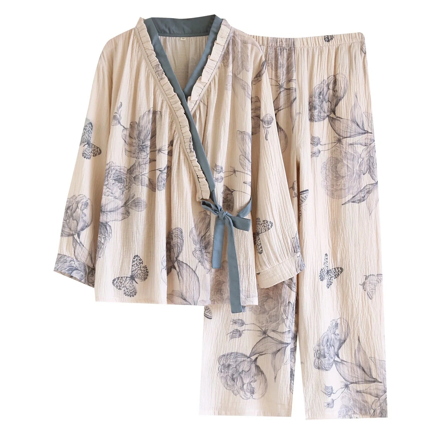Premium Muslin Cotton Wrap Pyjama Set