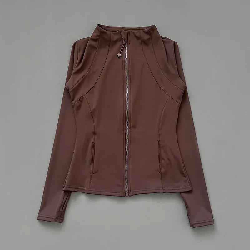 Sculpted High-Neck Zip Jacket