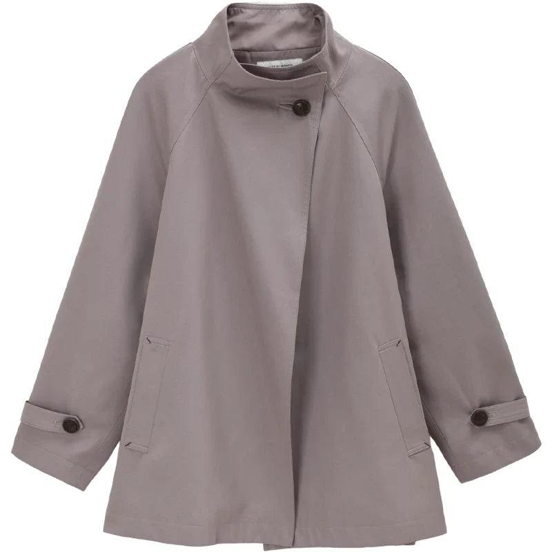 High-Collar Mid-Length Coat