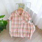 Textured Cotton-Gauze Short Pyjama Set with Fine Piping