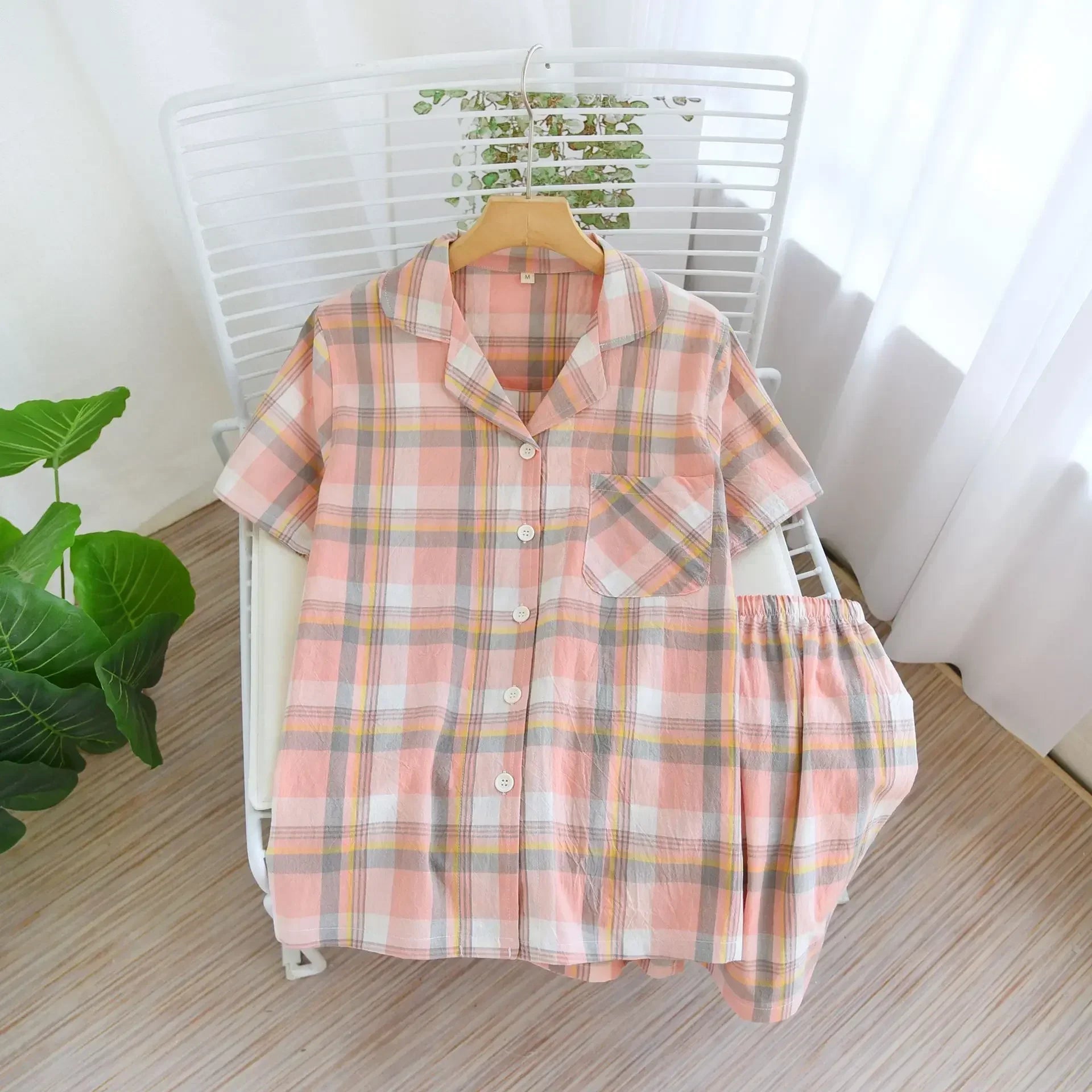 Textured Cotton-Gauze Short Pyjama Set with Fine Piping