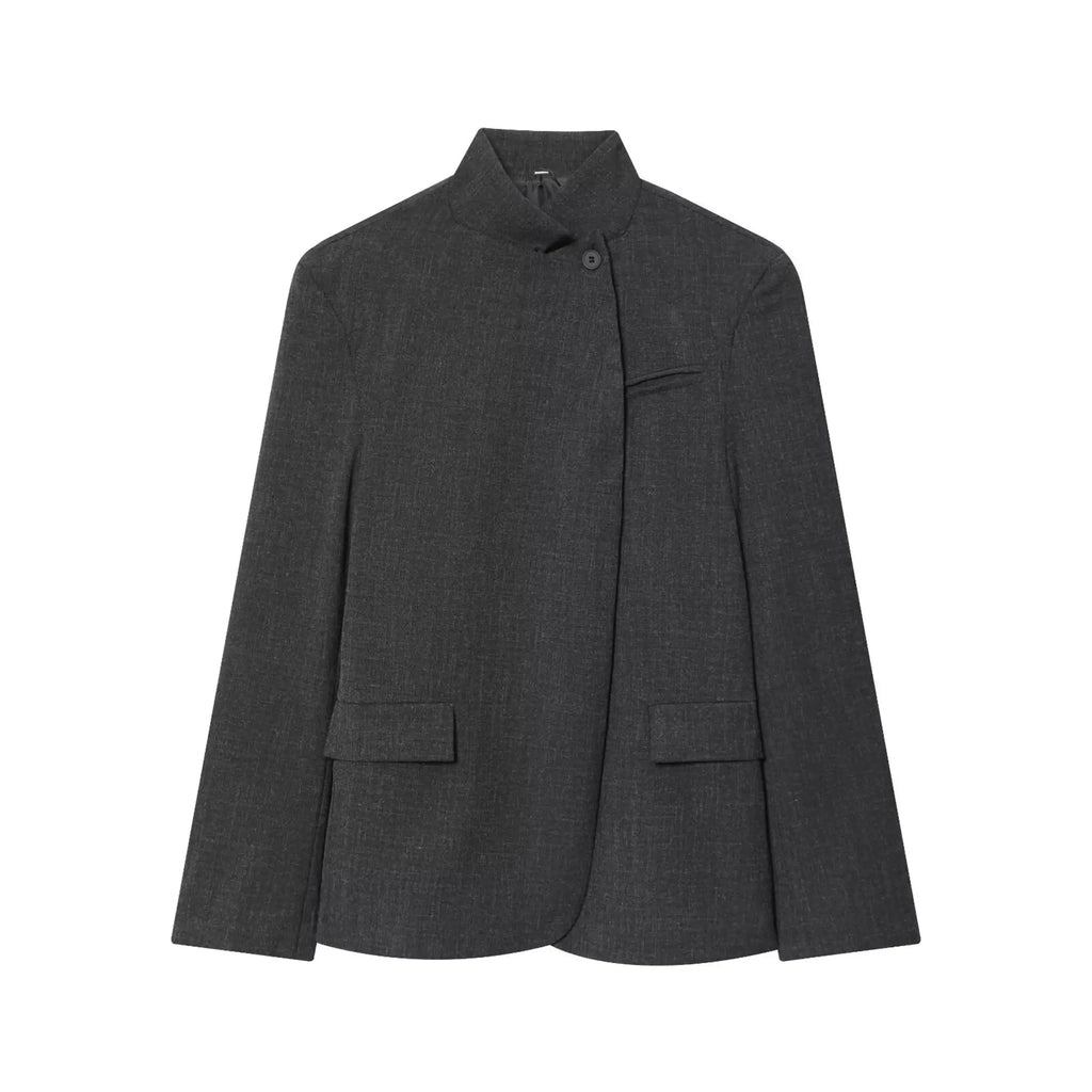 Stand-Collar Structured Blazer