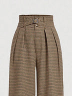 High-Waisted Checked Wide-Leg Trousers