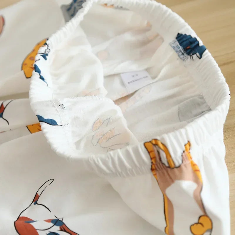 Textured Cotton-Gauze Short Pyjama Set with Fine Piping