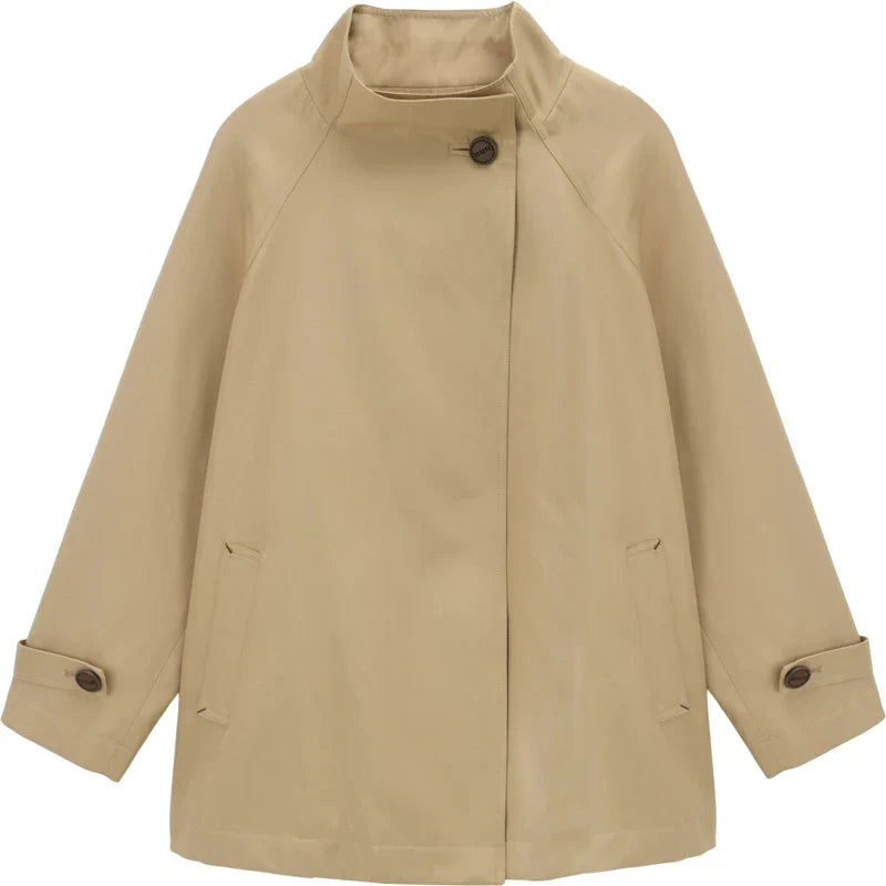 High-Collar Mid-Length Coat