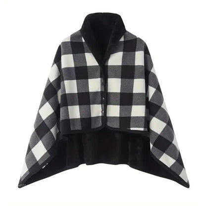 Double-Layer Tartan Blanket Scarf