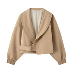 Cropped Wrap-Front Trench Jacket