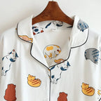 Textured Cotton-Gauze Short Pyjama Set with Fine Piping