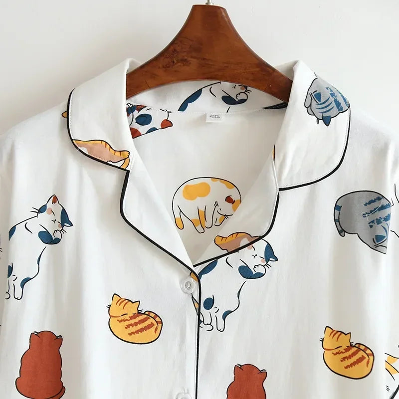 Textured Cotton-Gauze Short Pyjama Set with Fine Piping